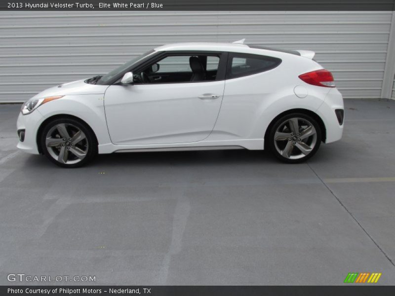 Elite White Pearl / Blue 2013 Hyundai Veloster Turbo