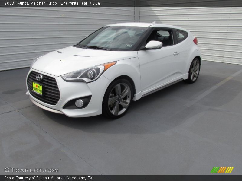 Elite White Pearl / Blue 2013 Hyundai Veloster Turbo