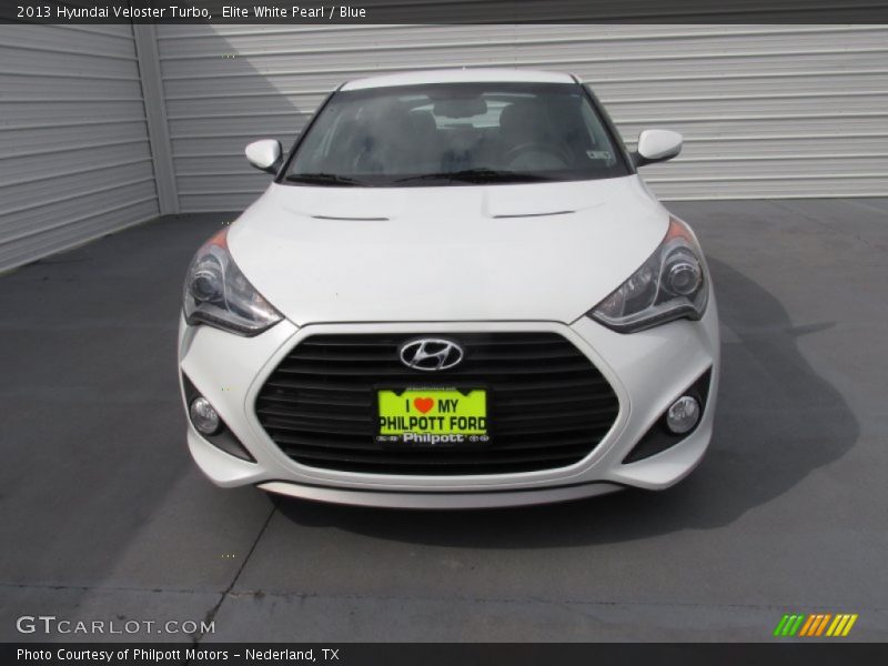 Elite White Pearl / Blue 2013 Hyundai Veloster Turbo