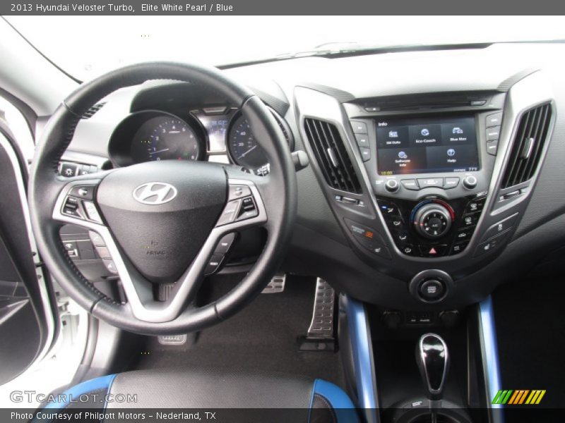 Elite White Pearl / Blue 2013 Hyundai Veloster Turbo