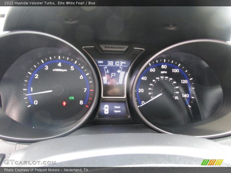 Elite White Pearl / Blue 2013 Hyundai Veloster Turbo