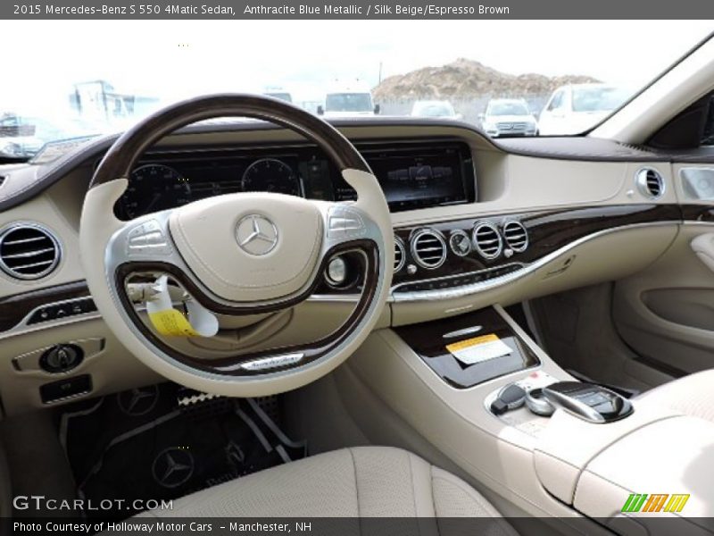 Anthracite Blue Metallic / Silk Beige/Espresso Brown 2015 Mercedes-Benz S 550 4Matic Sedan
