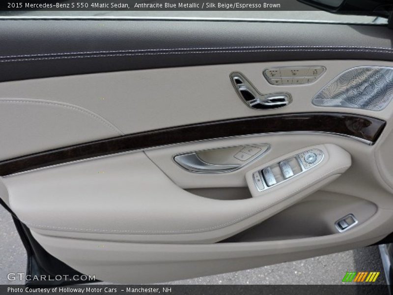 Anthracite Blue Metallic / Silk Beige/Espresso Brown 2015 Mercedes-Benz S 550 4Matic Sedan