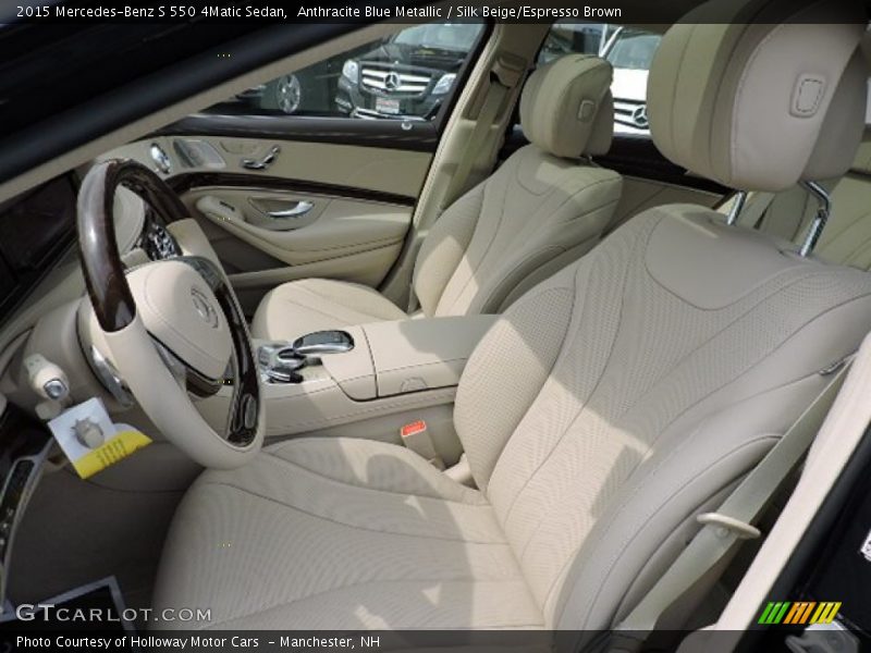 Anthracite Blue Metallic / Silk Beige/Espresso Brown 2015 Mercedes-Benz S 550 4Matic Sedan