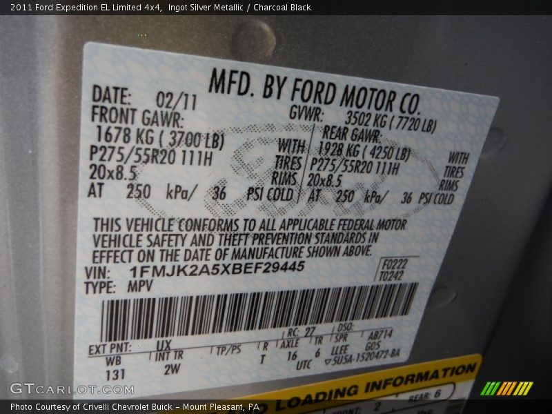 Ingot Silver Metallic / Charcoal Black 2011 Ford Expedition EL Limited 4x4