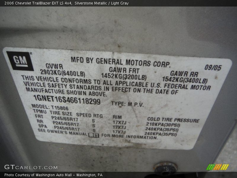 Silverstone Metallic / Light Gray 2006 Chevrolet TrailBlazer EXT LS 4x4