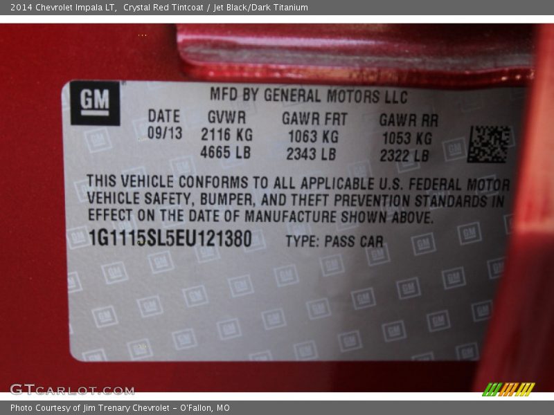 Crystal Red Tintcoat / Jet Black/Dark Titanium 2014 Chevrolet Impala LT
