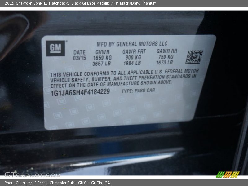 Black Granite Metallic / Jet Black/Dark Titanium 2015 Chevrolet Sonic LS Hatchback