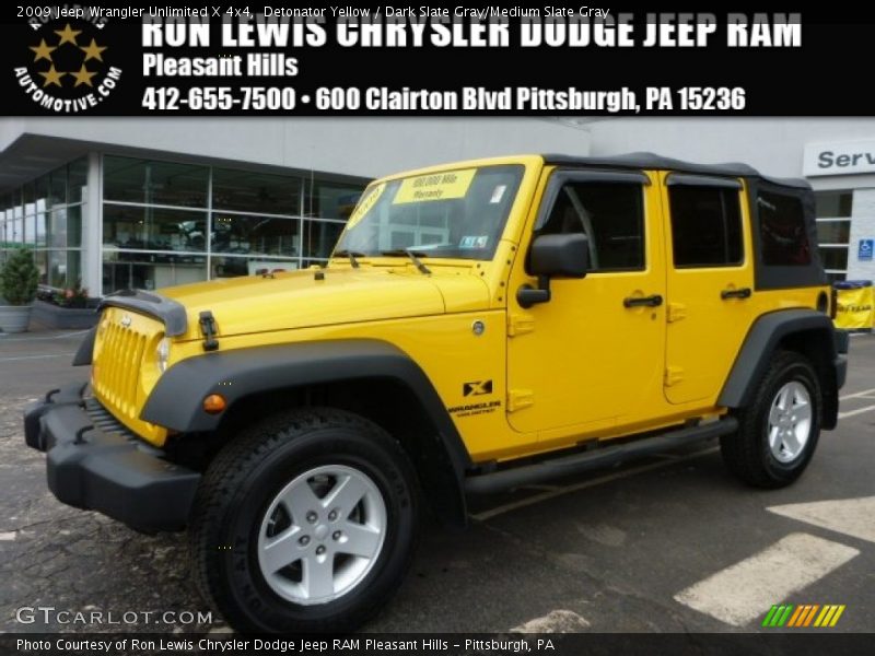 Detonator Yellow / Dark Slate Gray/Medium Slate Gray 2009 Jeep Wrangler Unlimited X 4x4