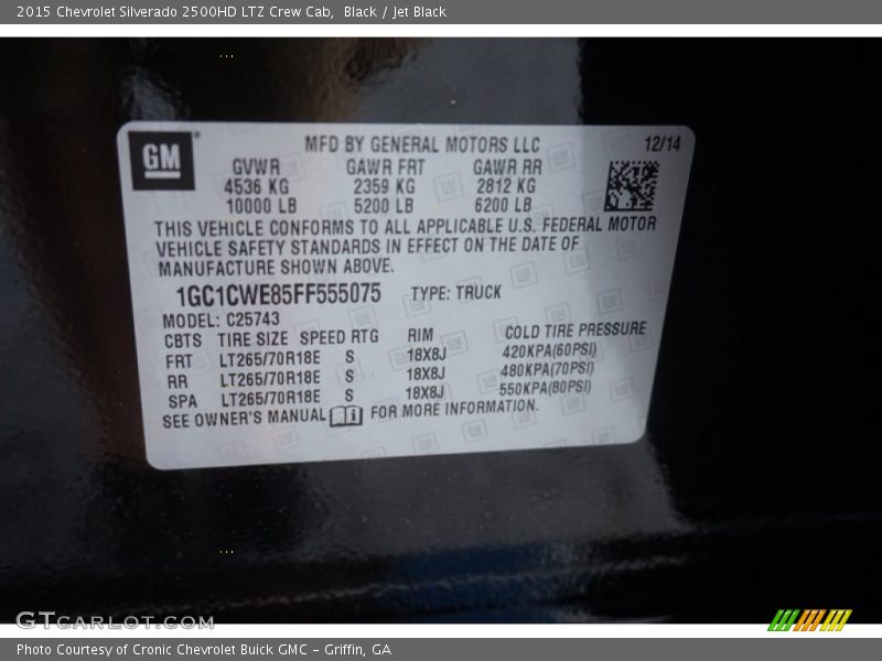Black / Jet Black 2015 Chevrolet Silverado 2500HD LTZ Crew Cab