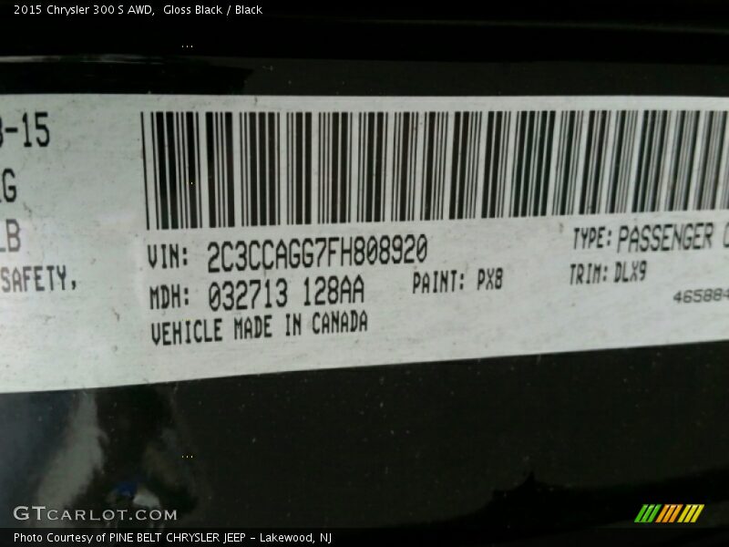 Gloss Black / Black 2015 Chrysler 300 S AWD
