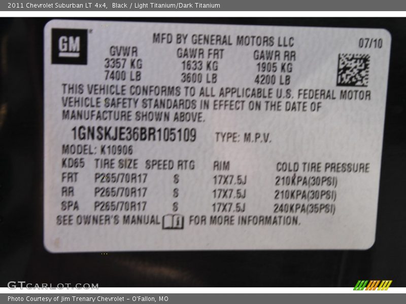 Black / Light Titanium/Dark Titanium 2011 Chevrolet Suburban LT 4x4