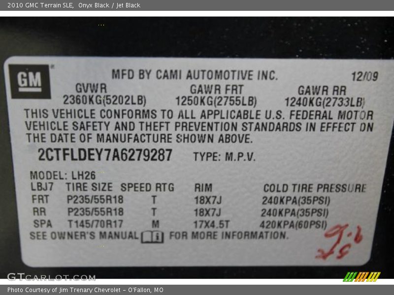 Onyx Black / Jet Black 2010 GMC Terrain SLE