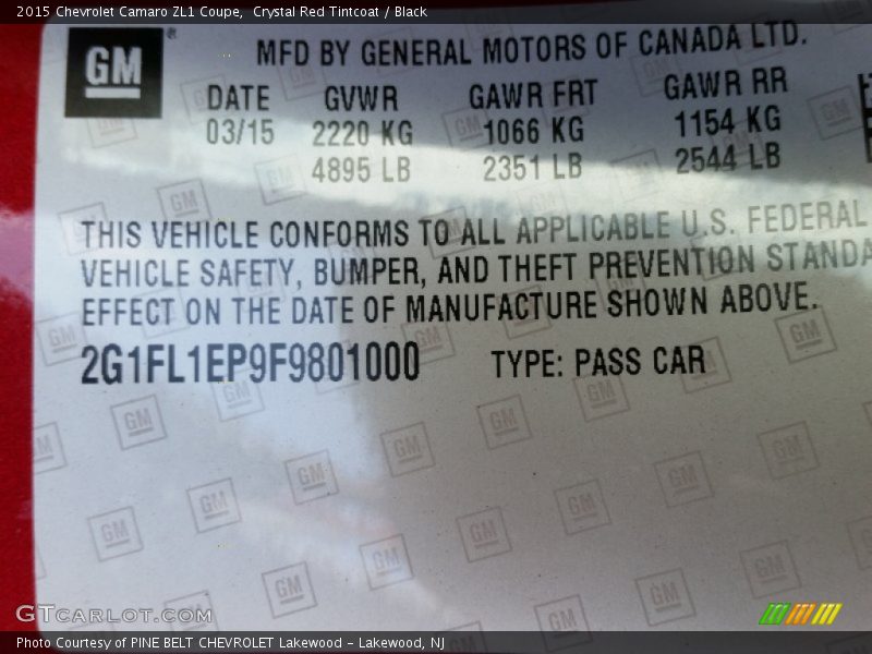 Crystal Red Tintcoat / Black 2015 Chevrolet Camaro ZL1 Coupe
