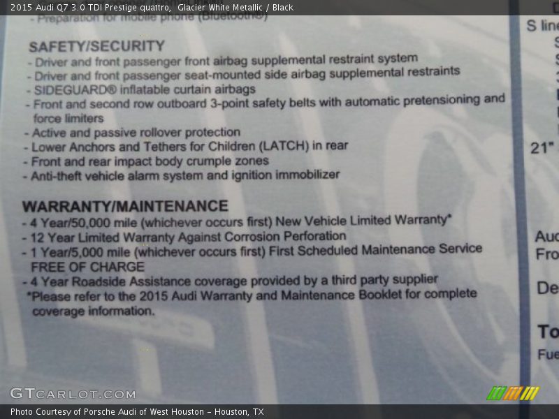 Glacier White Metallic / Black 2015 Audi Q7 3.0 TDI Prestige quattro