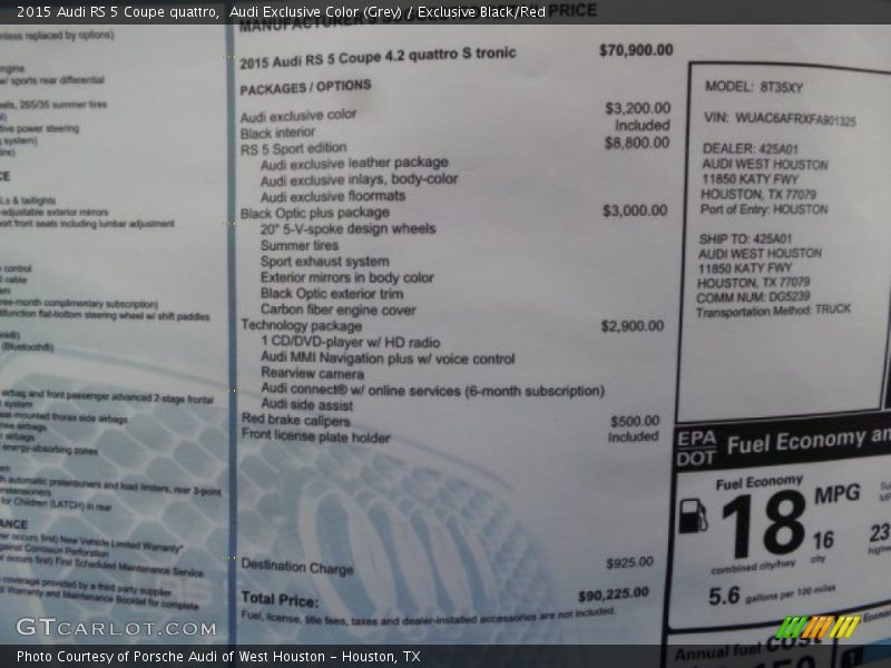  2015 RS 5 Coupe quattro Window Sticker