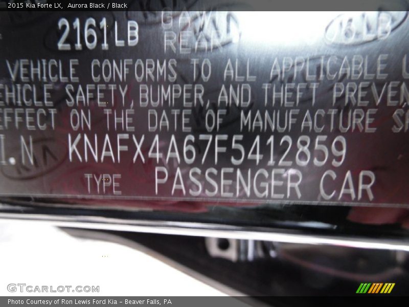 Aurora Black / Black 2015 Kia Forte LX