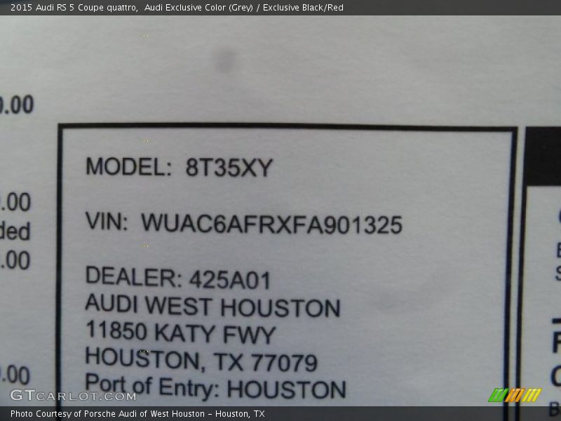 Audi Exclusive Color (Grey) / Exclusive Black/Red 2015 Audi RS 5 Coupe quattro