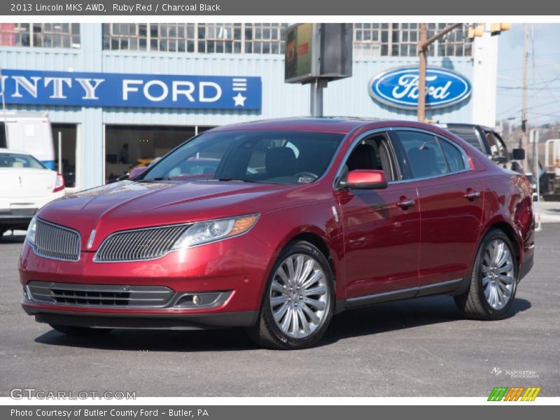 Ruby Red / Charcoal Black 2013 Lincoln MKS AWD