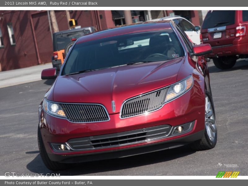 Ruby Red / Charcoal Black 2013 Lincoln MKS AWD