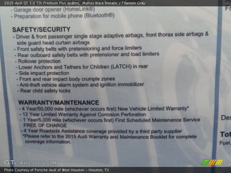 Mythos Black Metallic / Titanium Gray 2015 Audi Q5 3.0 TDI Premium Plus quattro