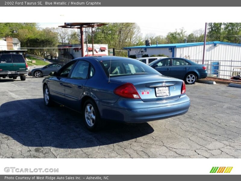 Blue Metallic / Medium Graphite 2002 Ford Taurus SE