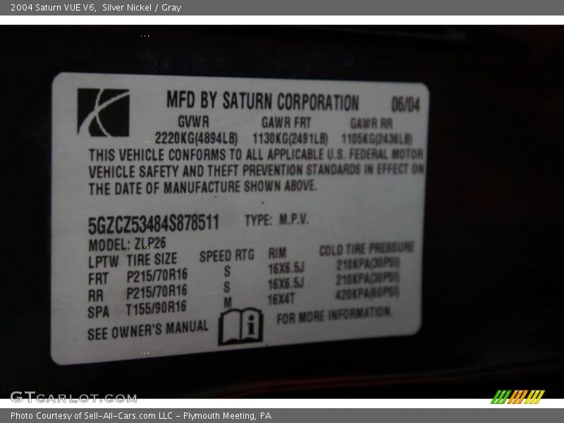 Silver Nickel / Gray 2004 Saturn VUE V6