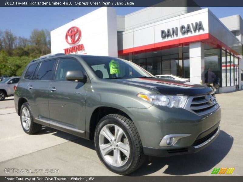Cypress Green Pearl / Sand Beige 2013 Toyota Highlander Limited 4WD