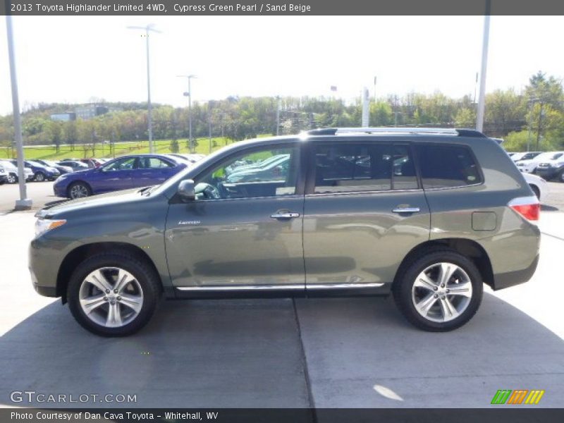 Cypress Green Pearl / Sand Beige 2013 Toyota Highlander Limited 4WD