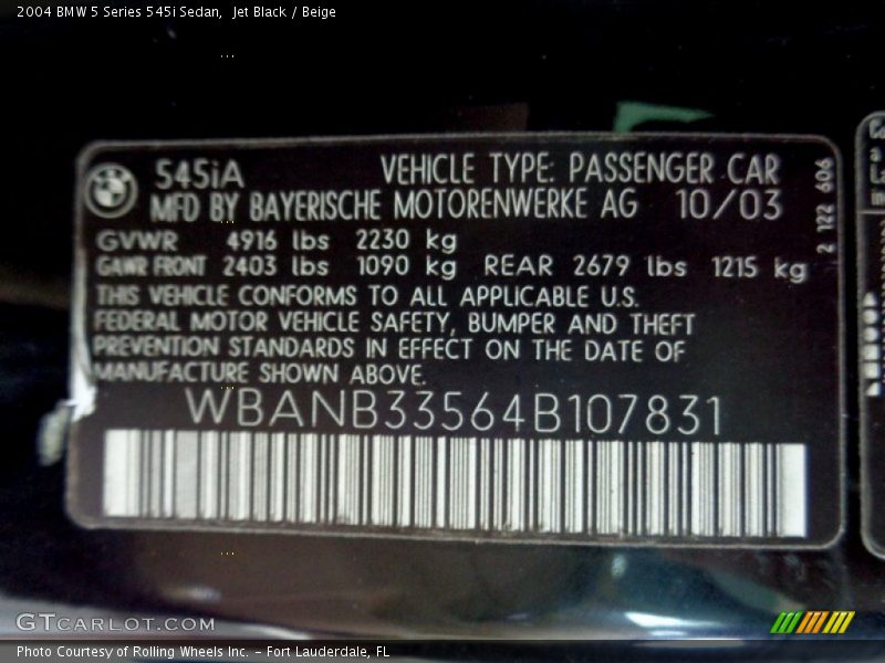 Jet Black / Beige 2004 BMW 5 Series 545i Sedan