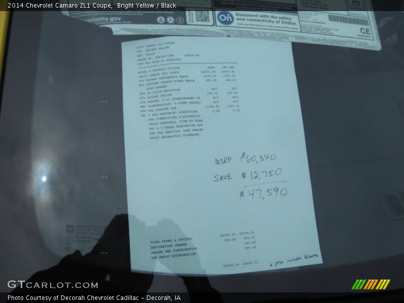 Bright Yellow / Black 2014 Chevrolet Camaro ZL1 Coupe
