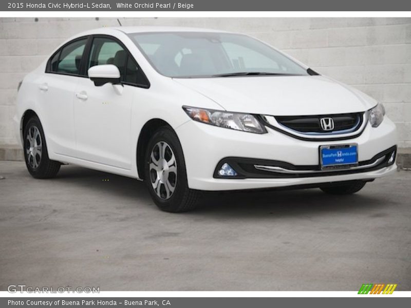 White Orchid Pearl / Beige 2015 Honda Civic Hybrid-L Sedan
