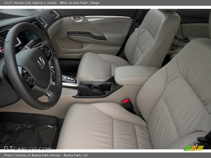 White Orchid Pearl / Beige 2015 Honda Civic Hybrid-L Sedan
