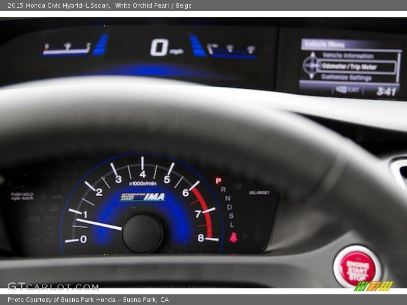 White Orchid Pearl / Beige 2015 Honda Civic Hybrid-L Sedan