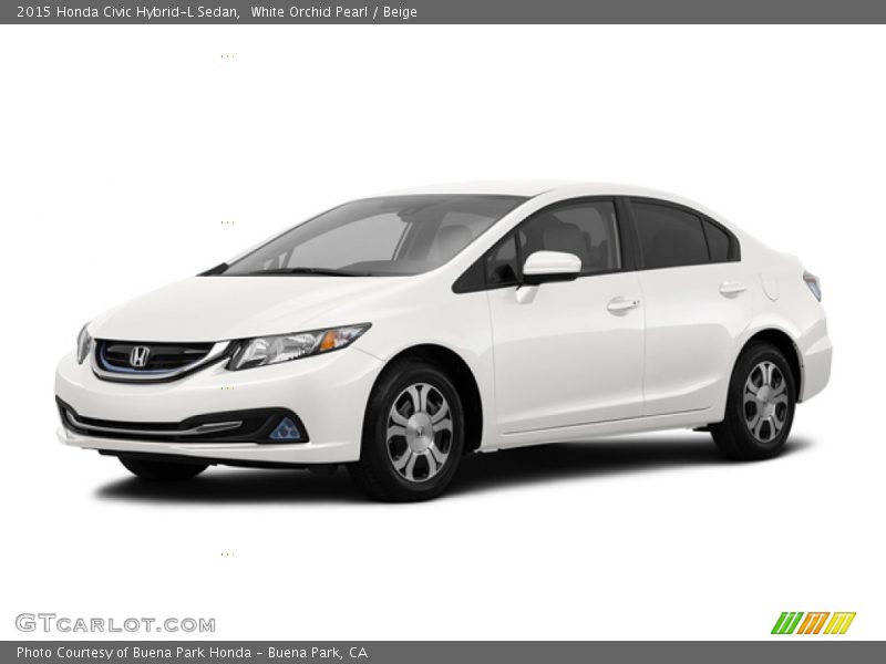 White Orchid Pearl / Beige 2015 Honda Civic Hybrid-L Sedan