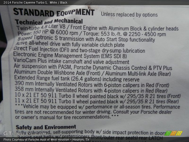 White / Black 2014 Porsche Cayenne Turbo S