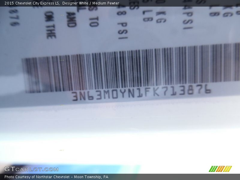 Designer White / Medium Pewter 2015 Chevrolet City Express LS