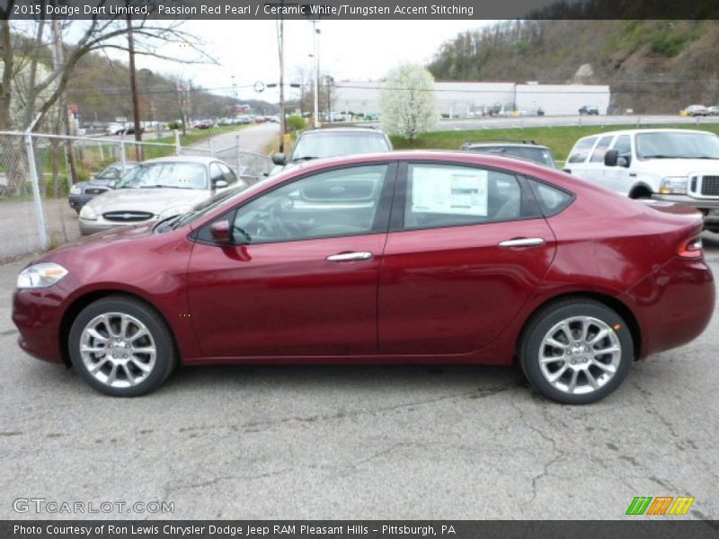 Passion Red Pearl / Ceramic White/Tungsten Accent Stitching 2015 Dodge Dart Limited