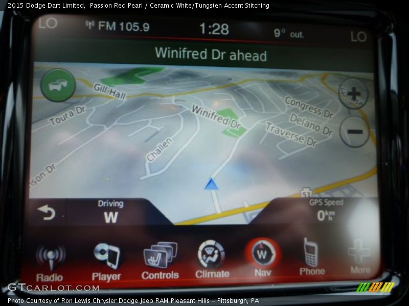 Passion Red Pearl / Ceramic White/Tungsten Accent Stitching 2015 Dodge Dart Limited