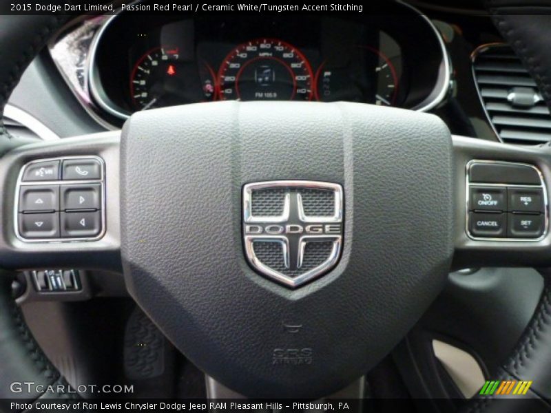 Passion Red Pearl / Ceramic White/Tungsten Accent Stitching 2015 Dodge Dart Limited