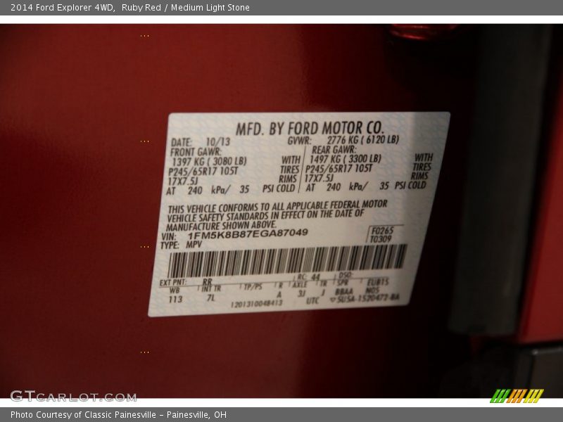 Ruby Red / Medium Light Stone 2014 Ford Explorer 4WD