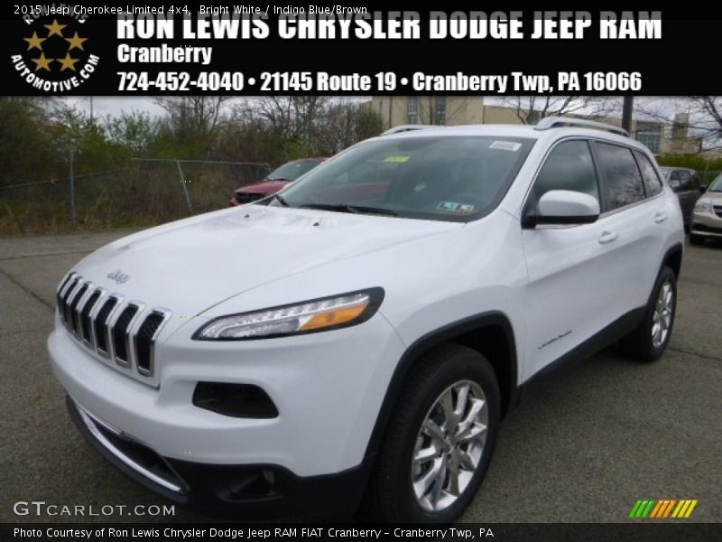 Bright White / Indigo Blue/Brown 2015 Jeep Cherokee Limited 4x4
