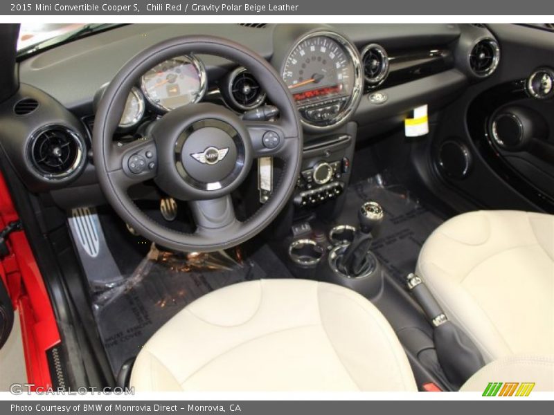 Chili Red / Gravity Polar Beige Leather 2015 Mini Convertible Cooper S