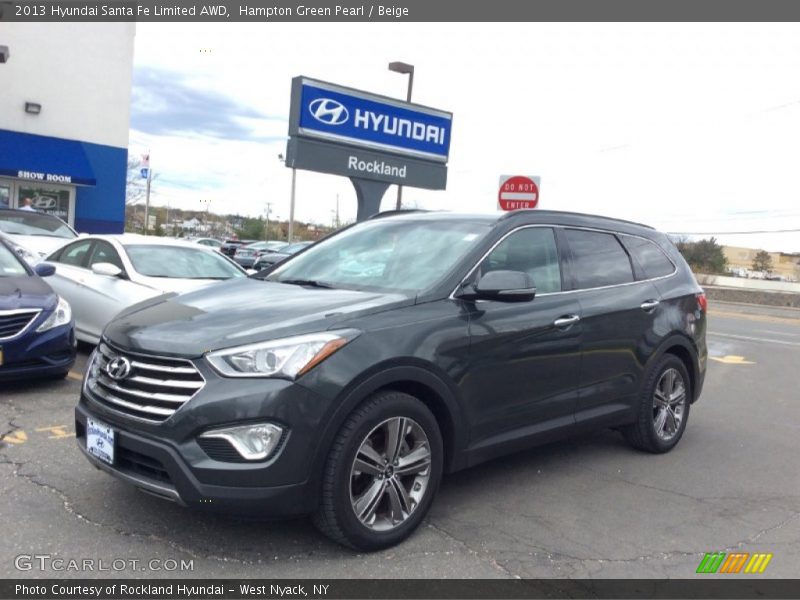 Hampton Green Pearl / Beige 2013 Hyundai Santa Fe Limited AWD