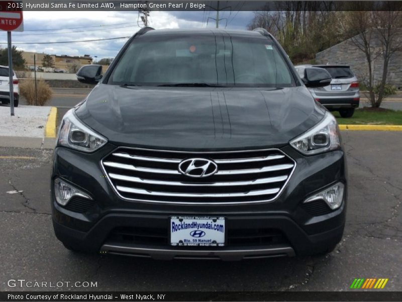 Hampton Green Pearl / Beige 2013 Hyundai Santa Fe Limited AWD