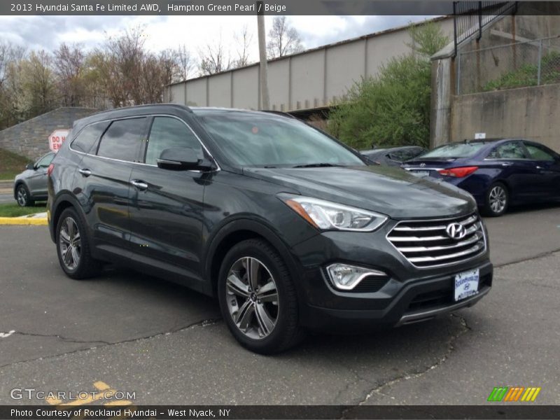 Hampton Green Pearl / Beige 2013 Hyundai Santa Fe Limited AWD