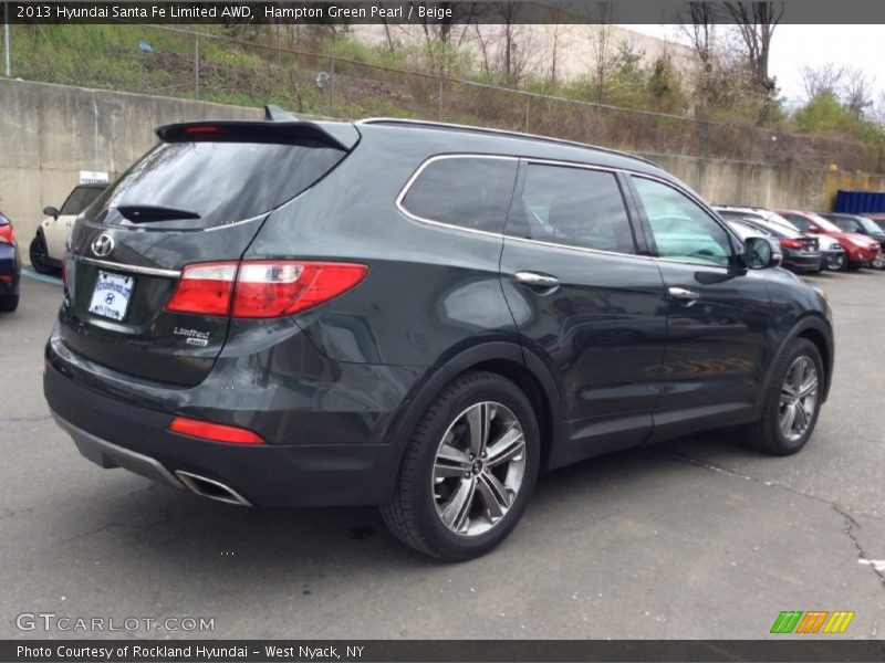 Hampton Green Pearl / Beige 2013 Hyundai Santa Fe Limited AWD