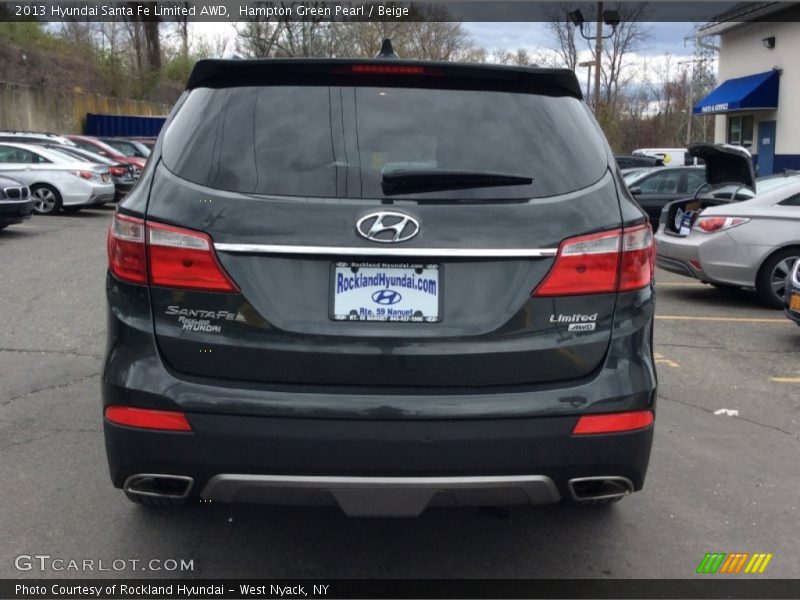 Hampton Green Pearl / Beige 2013 Hyundai Santa Fe Limited AWD