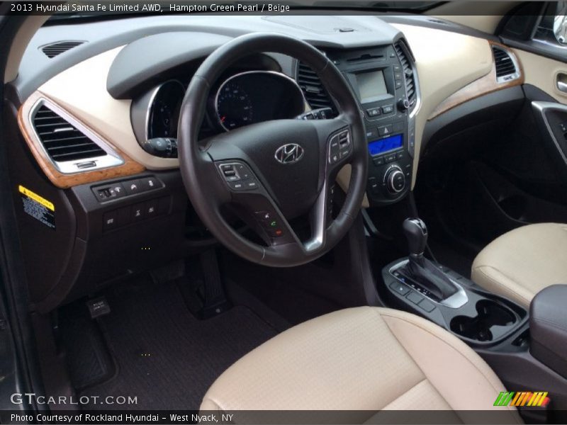 Hampton Green Pearl / Beige 2013 Hyundai Santa Fe Limited AWD