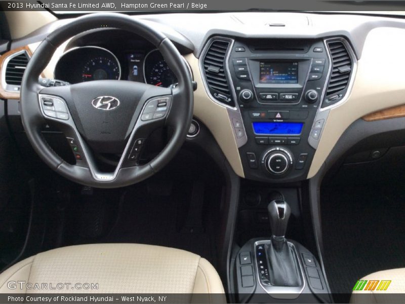 Hampton Green Pearl / Beige 2013 Hyundai Santa Fe Limited AWD